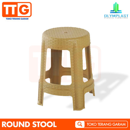 OLYMPLAST - ROUND STOOL Kursi Baso Plastik Rattan Bulat