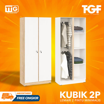 TGF - KUBIK 2P Lemari Pakaian / Baju 2 Pintu Minimalis 2 Gantungan Gamis