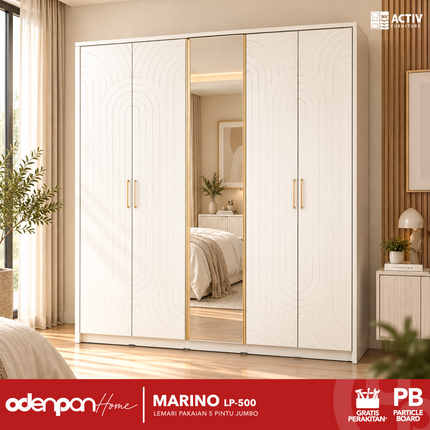 ACTIV AVANTI - MARINO LP 500 Lemari Pakaian / Baju 5 Pintu Jumbo Dengan Cermin