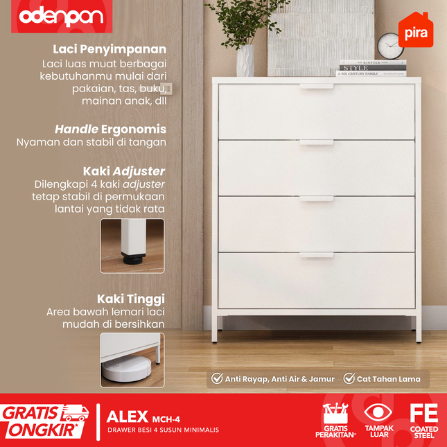 PIRA - ALEX MCH Drawer Cabinet Besi Dengan 4 Laci Susun