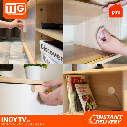 PIRA OX - INDY TV120 Meja / Rak TV  Dengan 2 Laci & Kaca 120 cm