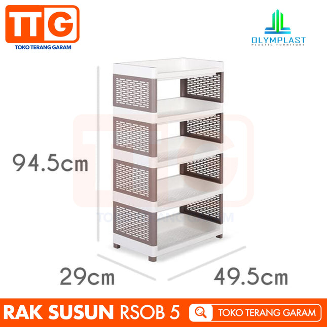 OLYMPLAST - RSOB 05 Rak Plastik Serbaguna Dapur Toilet 5 Susun Jumbo