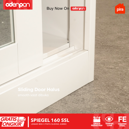 PIRA - SPIEGEL 160 SSL MWD Lemari Pakaian / Baju 3 Pintu Besi Sliding Jumbo