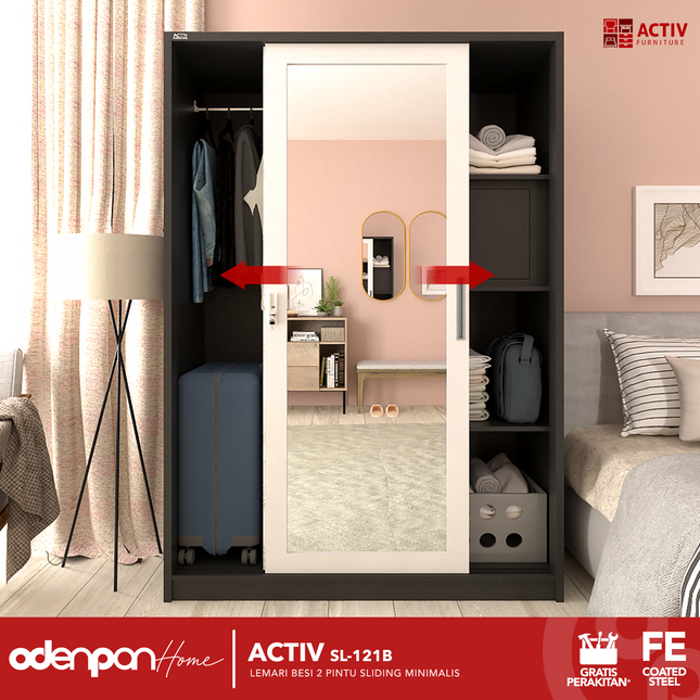 ACTIV FORTE - SL 121 B Lemari Pakaian / Baju 2 Pintu Besi Sliding