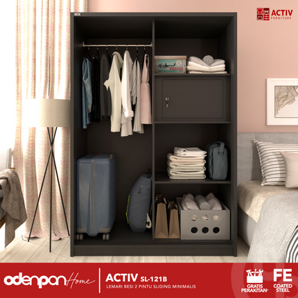 ACTIV FORTE - SL 121 B Lemari Pakaian / Baju 2 Pintu Besi Sliding