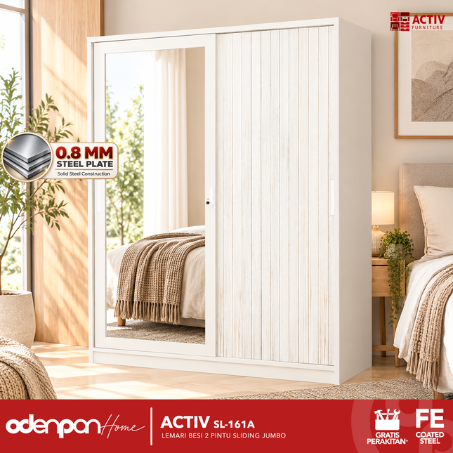 ACTIV FORTE - SL 161 A Lemari Pakaian / Baju 2 Pintu Besi Sliding Jumbo Pintu Sliding
