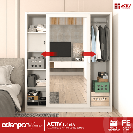 ACTIV FORTE - SL 161 A Lemari Pakaian / Baju 2 Pintu Besi Sliding Jumbo Pintu Sliding