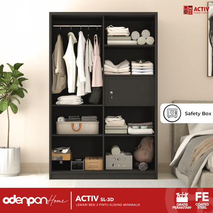 ACTIV FORTE - SL 3D Lemari Pakaian / Baju 2 Pintu Besi Sliding