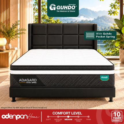 GUHDO - ADAGARD PILLOW TOP Kasur Spring Bed Pocket Coil Dengan Plush Pillow Top