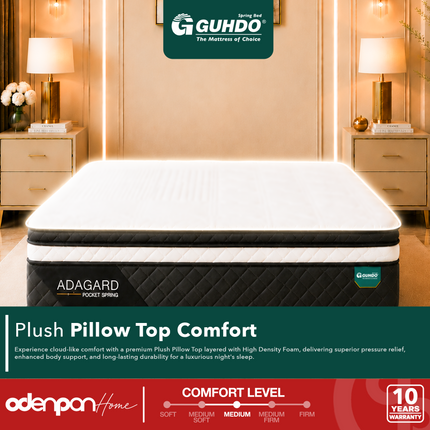 GUHDO - ADAGARD PILLOW TOP Kasur Spring Bed Pocket Coil Dengan Plush Pillow Top