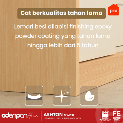 PIRA - ASHTON 160 MWDSL Lemari Pakaian / Baju 3 Pintu Besi Sliding Jumbo Dengan Cermin 160 cm