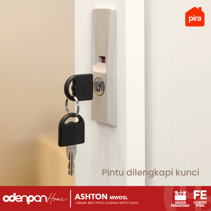 PIRA - ASHTON 160 MWDSL Lemari Pakaian / Baju 3 Pintu Besi Sliding Jumbo Dengan Cermin 160 cm