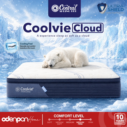 CENTRAL - COOLVIE CLOUD Kasur Spring Bed Pillow Top Cooling Feel Dengan Sense Latex & Foam Encasement