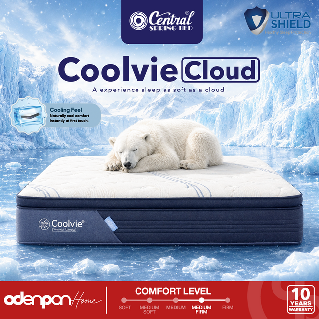 CENTRAL - COOLVIE CLOUD Kasur Spring Bed Pillow Top Cooling Feel Dengan Sense Latex & Foam Encasement