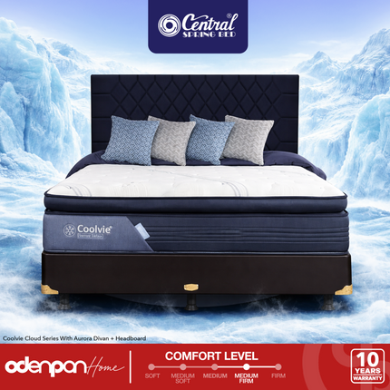 CENTRAL - COOLVIE CLOUD Kasur Spring Bed Pillow Top Cooling Feel Dengan Sense Latex & Foam Encasement