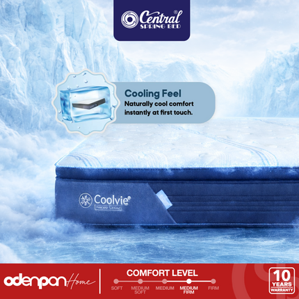 CENTRAL - COOLVIE CLOUD Kasur Spring Bed Pillow Top Cooling Feel Dengan Sense Latex & Foam Encasement