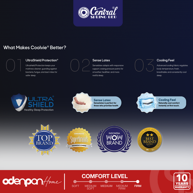 CENTRAL - COOLVIE SMART Kasur Spring Bed Cooling Feel Dengan Sense Latex & Foam Encasement