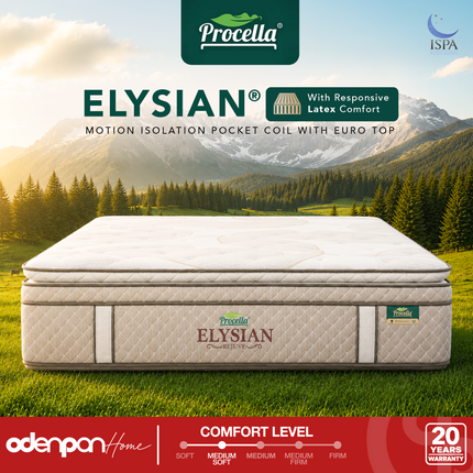 PROCELLA - ELYSIAN Kasur Pocket Spring Bed Euro Pillow Top Latex