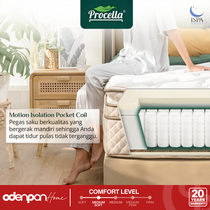 PROCELLA - ELYSIAN Kasur Pocket Spring Bed Euro Pillow Top Latex