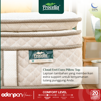 PROCELLA - ELYSIAN Kasur Pocket Spring Bed Euro Pillow Top Latex