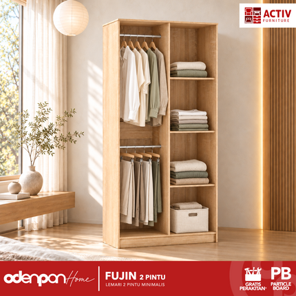 ACTIV - FUJIN 2P Lemari Pakaian / Baju 2 Pintu Minimalis 2 Gantungan