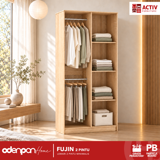 ACTIV - FUJIN 2P Lemari Pakaian / Baju 2 Pintu Minimalis 2 Gantungan