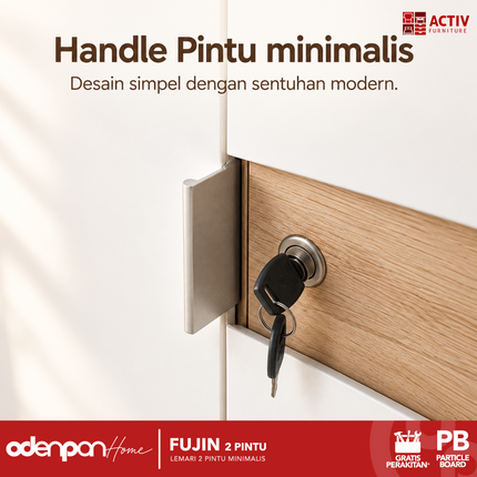 ACTIV - FUJIN 2P Lemari Pakaian / Baju 2 Pintu Minimalis 2 Gantungan
