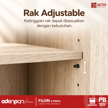 ACTIV - FUJIN 2P Lemari Pakaian / Baju 2 Pintu Minimalis 2 Gantungan