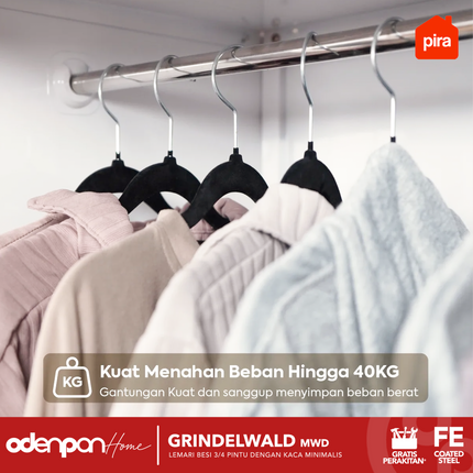 PIRA - GRINDELWALD 4P MWD Lemari Pakaian Baju 4 Pintu Besi Pintu Swing Dengan Kaca