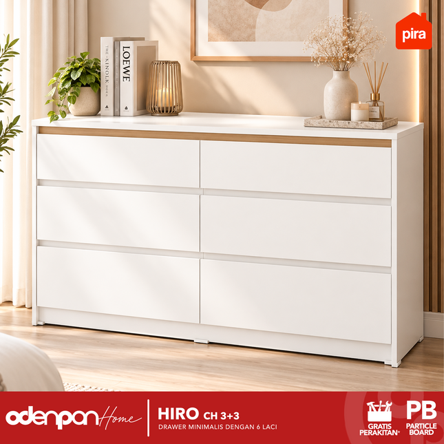 PIRA OX - HIRO CH 3+3 Lemari Laci Cabinet Drawer Bufet Minimalis 6 Susun
