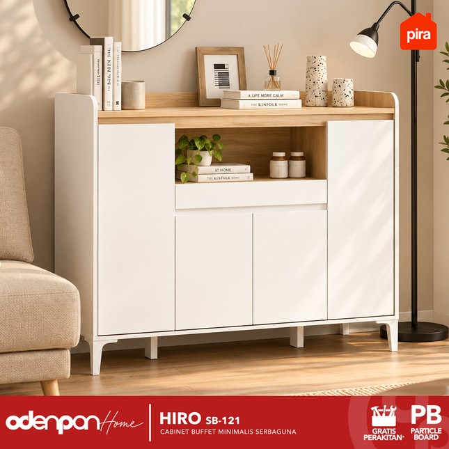 PIRA OX - HIRO SB121 Lemari Laci Cabinet Drawer Bufet Minimalis 4 Pintu 1 Laci 120 cm