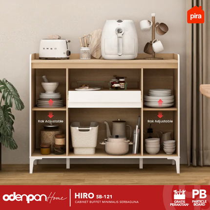 PIRA OX - HIRO SB121 Lemari Laci Cabinet Drawer Bufet Minimalis 4 Pintu 1 Laci 120 cm