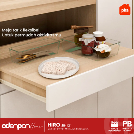 PIRA OX - HIRO SB121 Lemari Laci Cabinet Drawer Bufet Minimalis 4 Pintu 1 Laci 120 cm