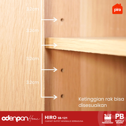 PIRA OX - HIRO SB121 Lemari Laci Cabinet Drawer Bufet Minimalis 4 Pintu 1 Laci 120 cm