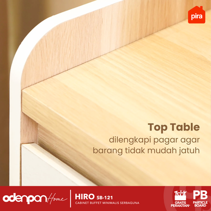 PIRA OX - HIRO SB121 Lemari Laci Cabinet Drawer Bufet Minimalis 4 Pintu 1 Laci 120 cm