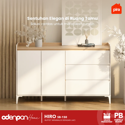 PIRA OX - HIRO SB150 Lemari Laci Cabinet Drawer Bufet Minimalis 2 Pintu 3 Laci Susun 150 cm