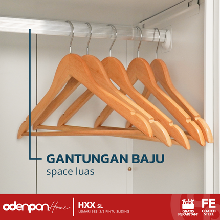 ODENPAN - HXX 1500 SL Lemari Pakaian / Baju 3 Pintu Besi Sliding Dengan Cermin Jumbo Minimalis