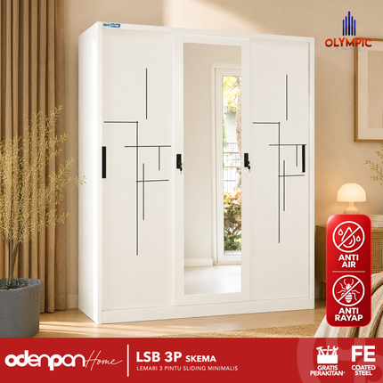 BESTSTEEL - LSB 3P Lemari Pakaian Baju 3 Pintu Besi Jumbo Sliding Minimalis