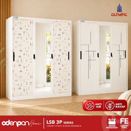 BESTSTEEL - LSB 3P Lemari Pakaian Baju 3 Pintu Besi Jumbo Sliding Minimalis