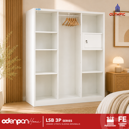 BESTSTEEL - LSB 3P Lemari Pakaian Baju 3 Pintu Besi Jumbo Sliding Minimalis