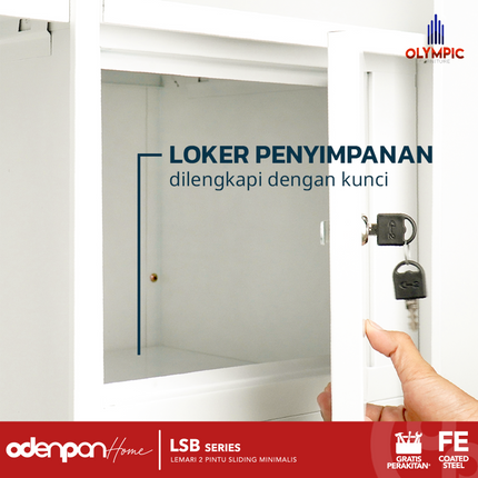 BESTSTEEL - LSB POLA Lemari Pakaian Baju 2 Pintu Besi Sliding Minimalis