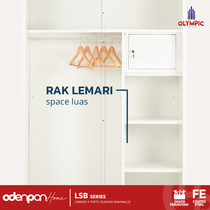 BESTSTEEL - LSB POLA Lemari Pakaian Baju 2 Pintu Besi Sliding Minimalis