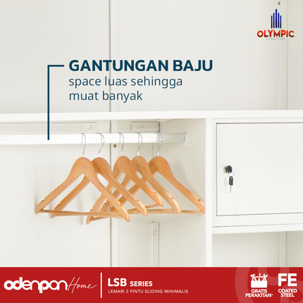BESTSTEEL - LSB POLA Lemari Pakaian Baju 2 Pintu Besi Sliding Minimalis