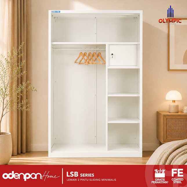 BESTSTEEL - LSB POLA Lemari Pakaian Baju 2 Pintu Besi Sliding Minimalis