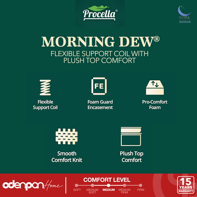 PROCELLA - MORNING DEW Kasur Spring Bed Plush Top Comfort