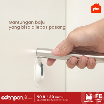 PIRA - SCHON Lemari Pakaian Baju 2 Pintu Besi Sliding Dengan Cermin