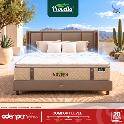PROCELLA - NOVERA Kasur 3 Zone Pocket Spring Bed With Latex & Memory Foam Euro Pillow Top