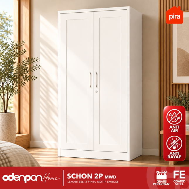 PIRA - SCHON 2P Lemari Pakaian Baju 2 Pintu Besi Pintu Swing