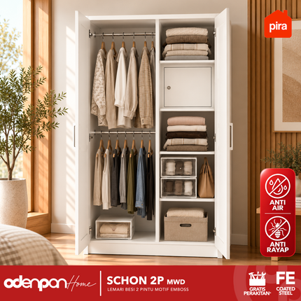 PIRA - SCHON 2P Lemari Pakaian Baju 2 Pintu Besi Pintu Swing