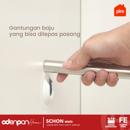 PIRA - SCHON 2P Lemari Pakaian Baju 2 Pintu Besi Pintu Swing